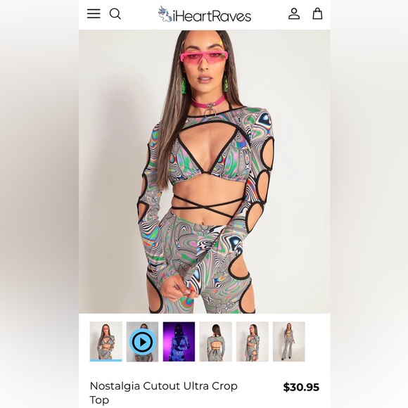 SOLD on Depop - NWOT iHeartRaves Nostalgia Ultra Crop Top - Picture 5 of 6